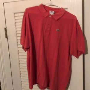 Red SS collared Lacoste shirt